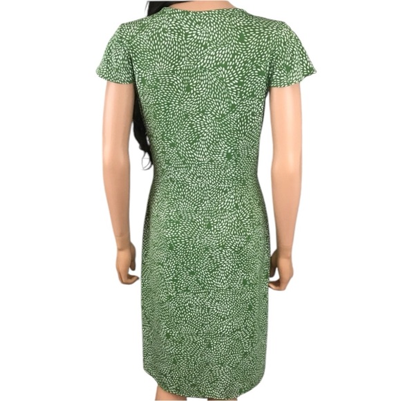 Ann Taylor Loft size 4 green & white v neck dress - Picture 4 of 12